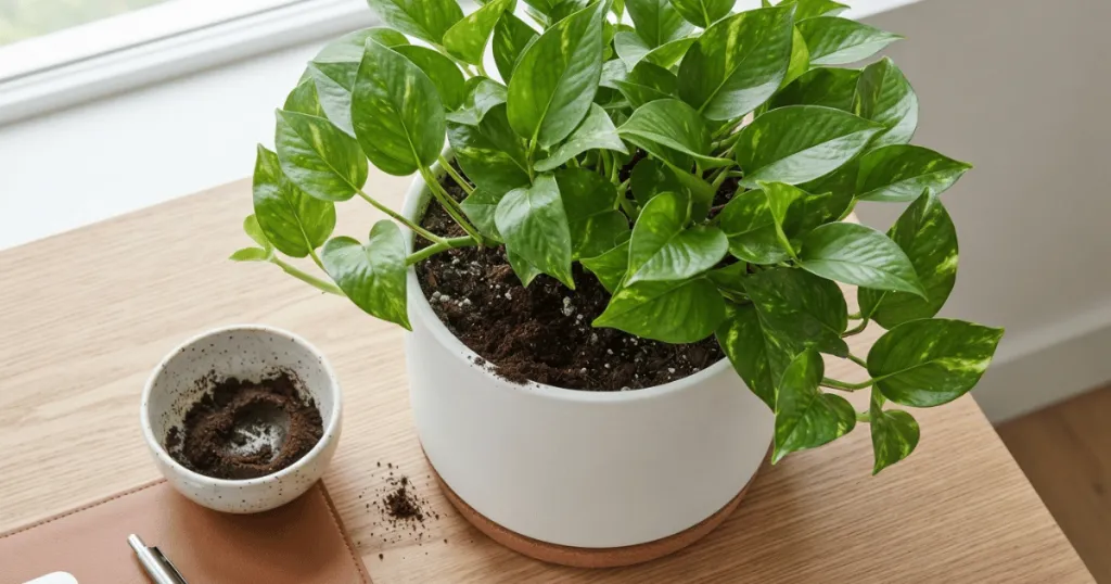 can i add used coffee grounds to office plants